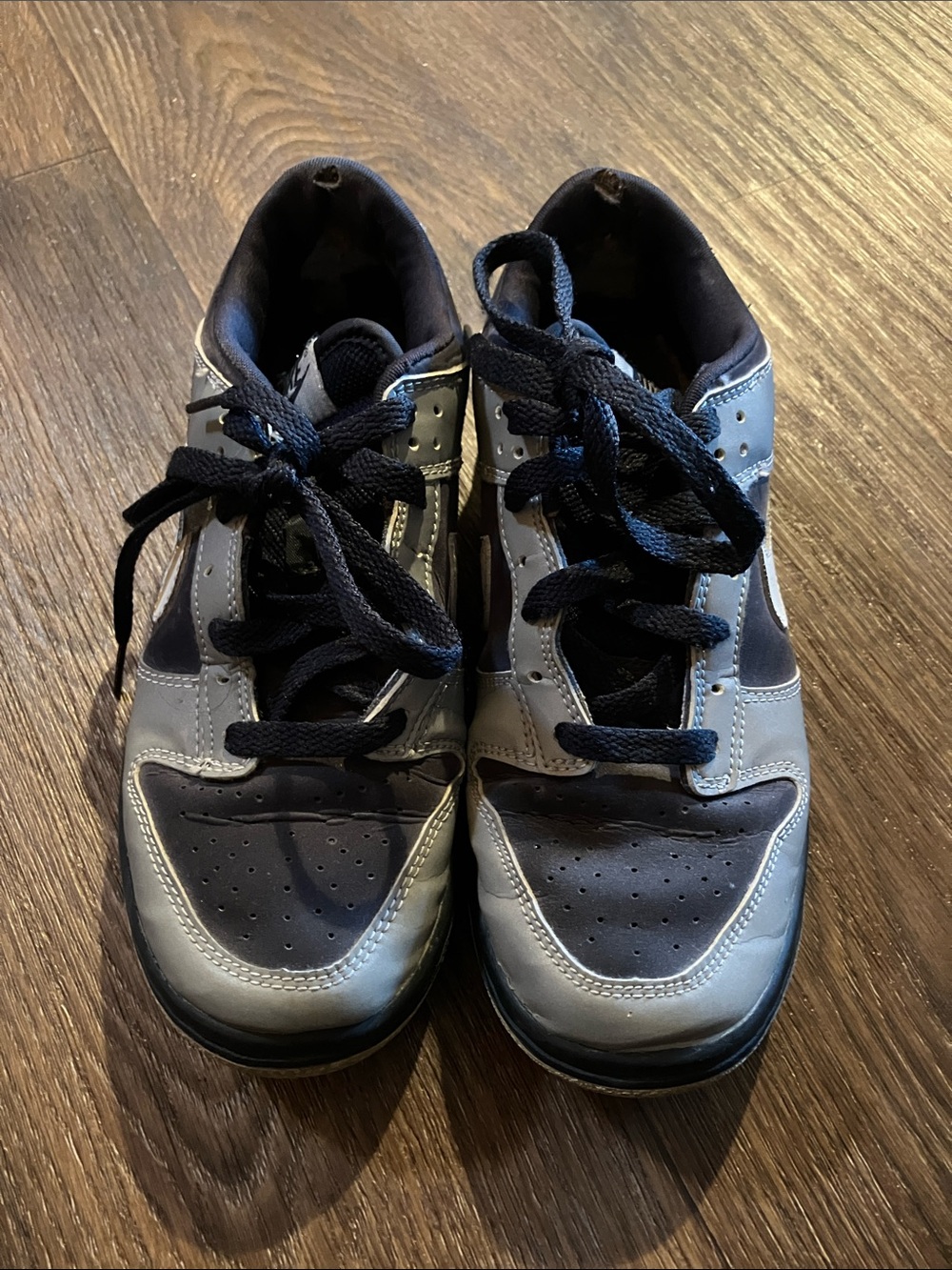 Vintage Gray and Navy Nike Dunks